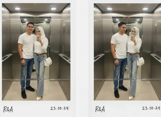 Hasil edit foto polaroid sama pacar pakai prompt Gemini AI. (Sumber: Gemini AI)