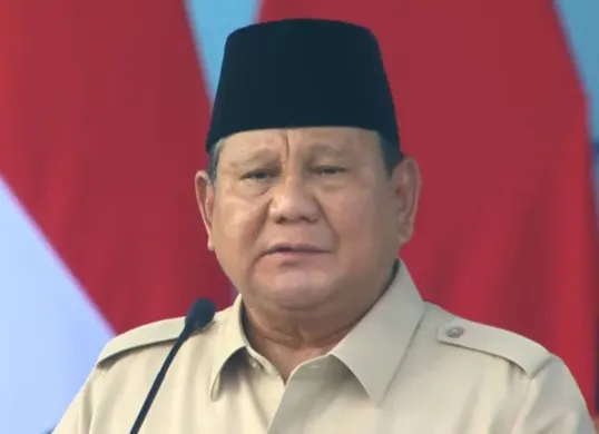 Presiden Prabowo Subianto menyampaikan amanat dalam upacara HUT ke-80 TNI di Monas, Gambir, Jakarta Pusat, Minggu, 5 Oktober 2025. (Sumber: Dok. Sekretariat Negara)
