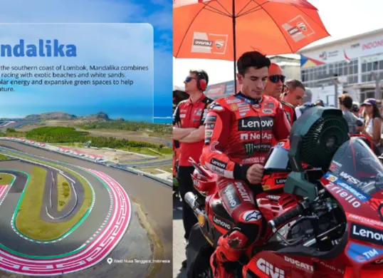 Drama MotoGP Mandalika 2025! Marc Marquez tersingkir di lap pertama usai ditabrak Bezzecchi. Simak penjelasan resmi MGPA yang bantah isu "kutukan" dan ungkap karakter unik sirkuit. (Sumber: X/@wonderfulid, @InfoR00M)