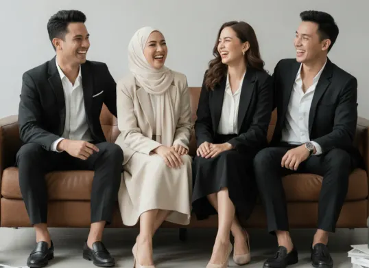 Hasil edit foto studio bersama sahabat pakai prompt Gemini AI. (Sumber: Gemini AI)