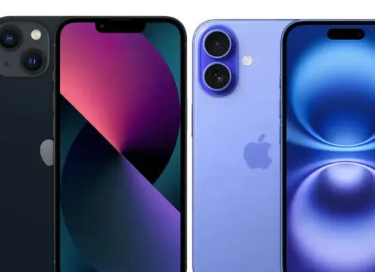 Ilustrasi ponsel iPhone 13 dan iPhone 16. (Sumber: Apple)