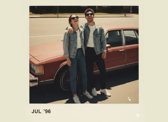 Prompt Gemini AI pasangan polaroid bergaya retro. (Sumber: Istimewa)