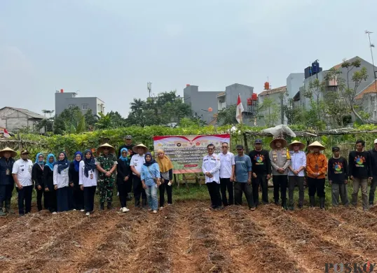 Kkegiatan penanaman jagung di lahan kelompok tani (Poktan) Semanan Sinergi RW 08, Semanan, Kalideres, Jakarta Barat, Rabu, 8 Oktober 2025. (Sumber: Poskota/Pandi Ramedhan)