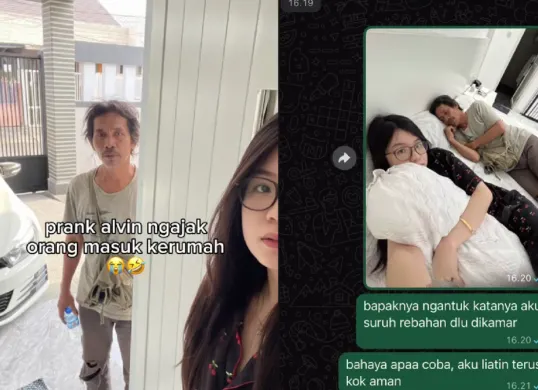 Contoh visual “prank AI” yang memperlihatkan figur tambahan dalam foto rumah, hasil penyuntingan berbasis kecerdasan buatan. (Sumber: Tiktok/@alvinmerry)