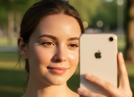 Ilustrasi foto Gemini AI selfie dengan hasil glowing natural. (Sumber: Poskota/Gemini AI)