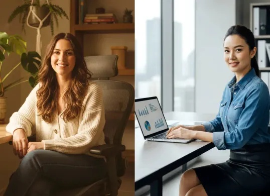 Ilustrasi foto outfit kantor buatan Gemini AI. (Sumber: Poskota/ Gemini AI)