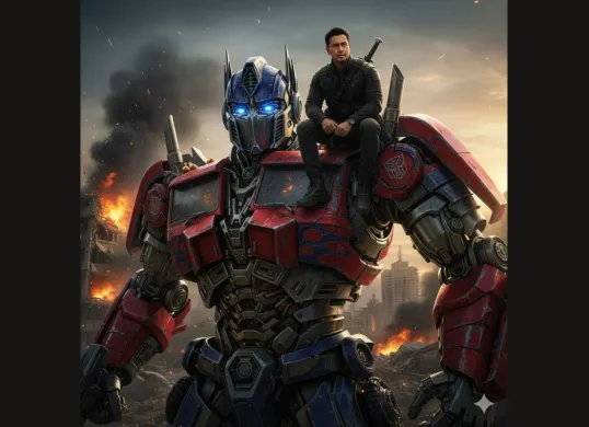 Promt Gemini AI foto bareng Optimus Prime dan Bumblebee (Sumber: Gemini AI)
