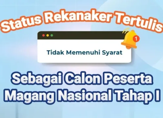 Muncul status 'Tidak Memenuhi Syarat' saat cek pengumuman hasil seleksi Magang Kemnaker 2025. (Sumber: Instagram/@kemnaker)