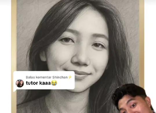 Tampilan antarmuka aplikasi Amora yang viral di TikTok, menampilkan hasil analisis kepribadian dan sketsa wajah jodoh pengguna. (Sumber: Tiktok/@aaleisme)