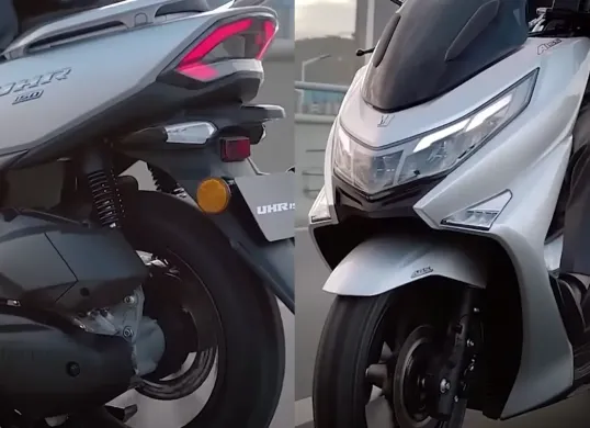 Tampilan render Suzuki Burgman 150 menampilkan desain lebih tajam dan modern, menegaskan posisinya sebagai penantang baru di segmen skutik 150cc. (Sumber: Youtube/@Automotive Info)