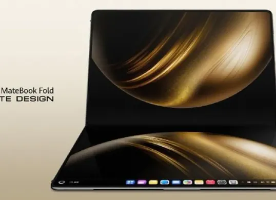 Huawei MateBook Fold Ultimate Design tampil mewah dengan layar lipat fleksibel dan paket aksesori kulit premium yang menegaskan karakter profesional pengguna. (Sumber: Dok/Huawei)