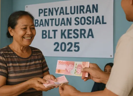 Ilustrasi penyaluran BLT Kesejahtaraan Rakyat 2025. (Sumber: Poskota/ChatGPT)