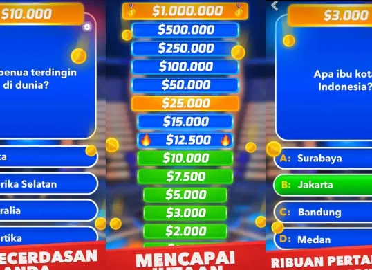 Aplikasi penghasil uang Millionaire - Kuis dan Trivia. (Sumber: Kolase/Play Store)