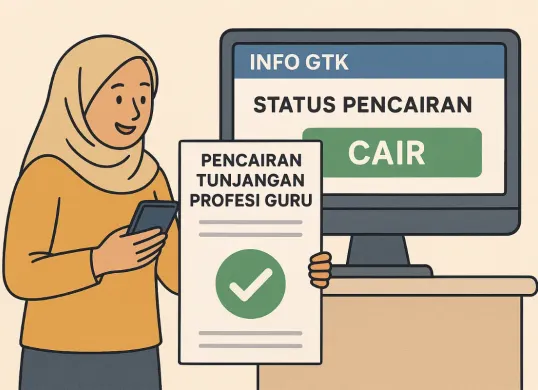Ilustrasi pencairan tunjangan profesi guru (TPG). (Sumber: Poskota/ChatGPT)