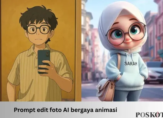 Contoh prompt Gemini AI buat edit foto bergaya animasi. (Sumber: TikTok)