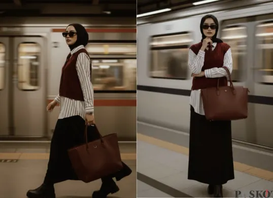 Edit Foto di Stasiun Kereta dengan OOTD Edgy Pakai Gemini AI (Sumber: TikTok/npcapcuttemplate)