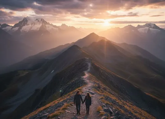 Prompt AI Foto pasangan romantis saat mendaki gunung (Sumber: Gemini AI)