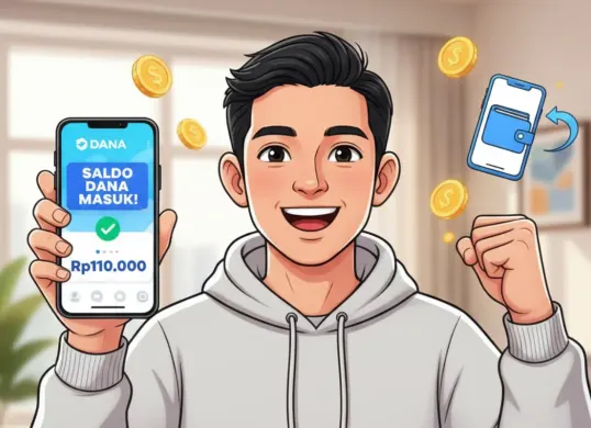 Ilustrasi mendapatkan saldo DANA gratis dari aplikasi penghasil uang. (Sumber: Poskota/Gemini AI)