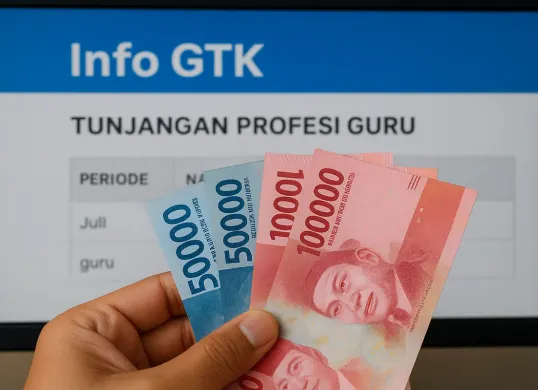Ilustrasi pencairan Tunjangan Profesi Guru (TPG) 2025. (Sumber: Poskota/ChatGPT)