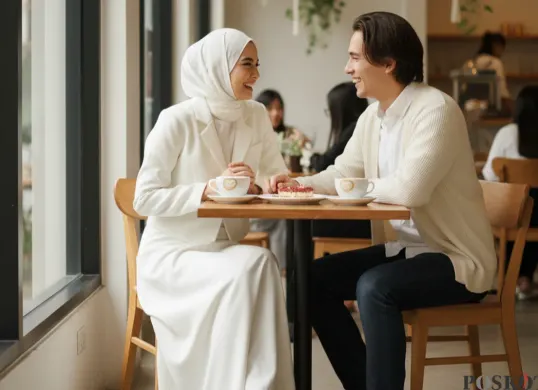 Hasil edit foto estetik sama pacar pakai prompt Gemini AI. (Sumber: Gemini AI)