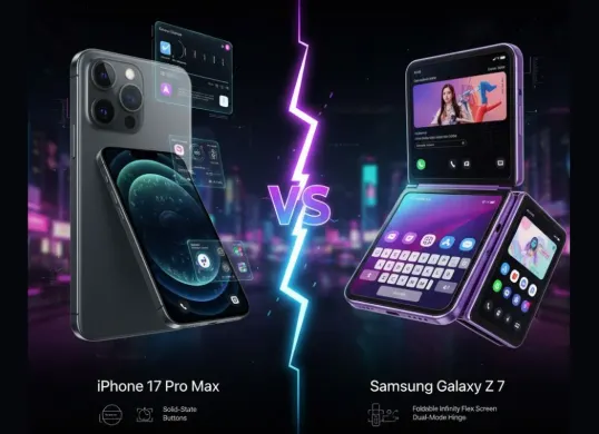 iPhone 17 Pro Max vs Samsung Galaxy Z Flip 7 (Sumber: Gemini AI)