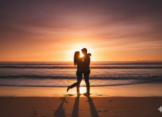 Hasil edit prompt Gemini AI terbaru pasangan di pantai. (Sumber: Freepik)