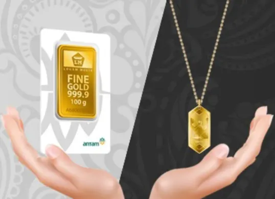 Ilustrasi investasi emas perhiasan atau batangan. (Sumber: logammulia)