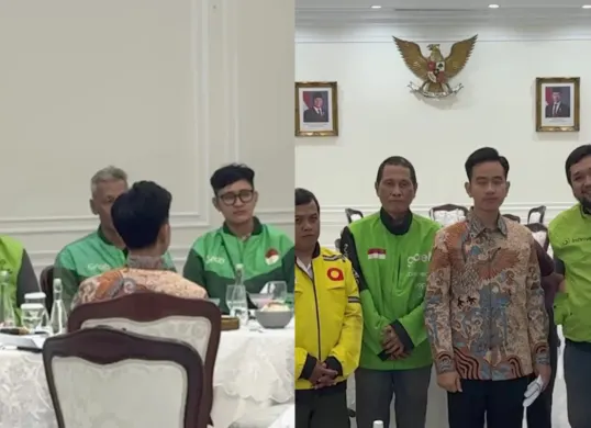 Potret Wapres Gibran Rakabuming Raka saat bertemu dengan perwakilan driver ojol. (Sumber: Instagram/@setwapres.id)