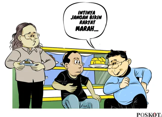 Ilustrasi obrolan warteg, warga mengingatkan pentingnya pejabat berhati-hati berbicara: “Intinya jangan bikin rakyat marah.” (Sumber: Poskota/Arif Setiadi)