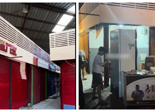 Sejumlah gerai UMKM makanan angkat kaki secara massal dari District Blok M, Jakata Selatan. (Sumber: TikTok/@azkaayepee)