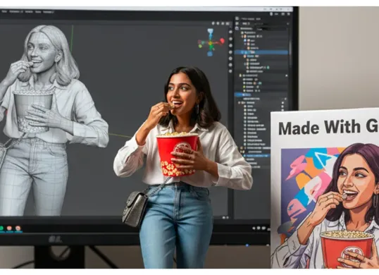Ilustrasi - Contoh prompt untuk ubah foto jadi miniatur action figure AI Gemini. (Sumber: X/@GoogleIndia)
