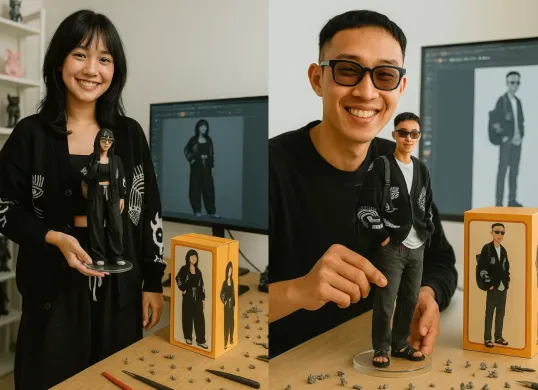 Hasil kreasi miniatur motor dengan efek tilt-shift yang viral di TikTok, dibuat menggunakan LMArena.ai. (Sumber: Istimewa)