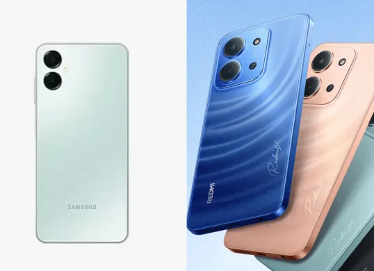 Ilustrasi perbandingan ponsel Samsung A06 5G dan Xiaomi Redmi C. (Sumber: Xiaomi dan Samsung)