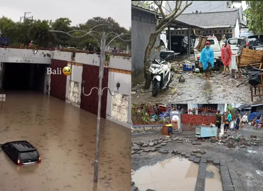 Potret situasi banjir yang melanda Bali. (Sumber: Instagram/@infodenpasar)