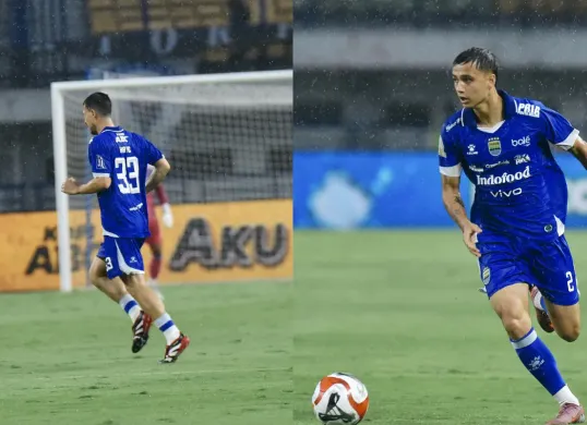 Potret Thom Haye dan Eliano Reijnders yang melakoni debut di Super League 2025/2026 bersama Persib Bandung. (Sumber: Persib)