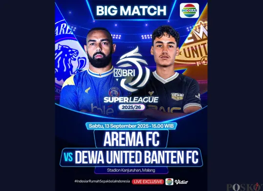 Link Live Streaming Arema FC vs Dewa United BRI Super League Hari Ini 13 September 2025 di Indosiar (Sumber: Instagram/sports.indosiar/Edited Muhammad Ibrahim)