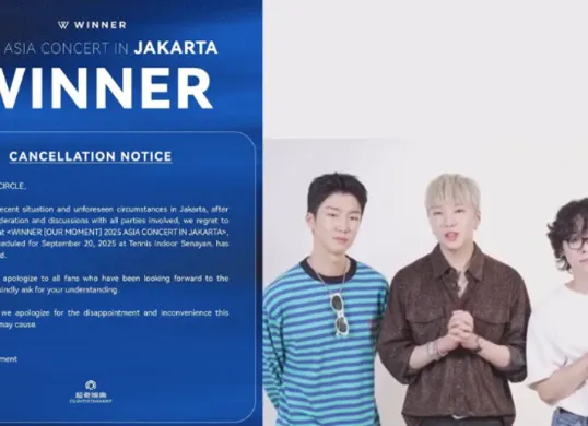 Mendadak batal! Konser WINNER di Jakarta tinggal seminggu lagi. Mengapa dibatalkan Bagaimana prosedur refundnya Cari tahu jawabannya di artikel ini. (Sumber: Instagram/@cq.entertainment, @winnercity)