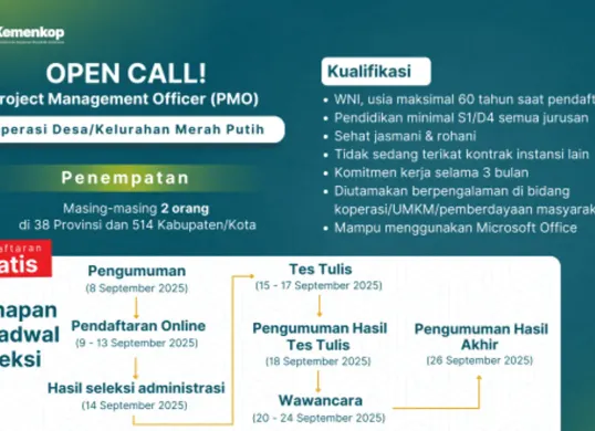Link pengumuman hasil seleksi rekrutmen PMO Kemenkop 2025 (Sumber: Kemenkop)