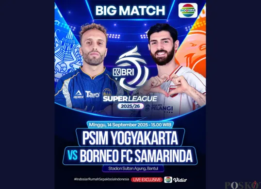 Link Live Streaming PSIM Yogyakarta vs Borneo FC Samarinda Hari Ini 14 September 2025 di Vidio (Sumber: Instagram/sports.indosiar)