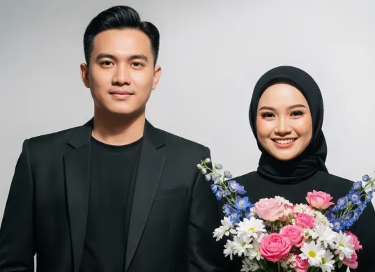 Ilustrasi editing foto wedding menggunakan Gemini AI. (Sumber: Poskota/Gemini AI)