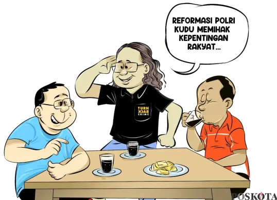 Ilustrasi obrolan warteg: Masyarakat menekankan bahwa reformasi Polri harus berpihak pada kepentingan rakyat. (Sumber: Poskota/Arif Setiadi)