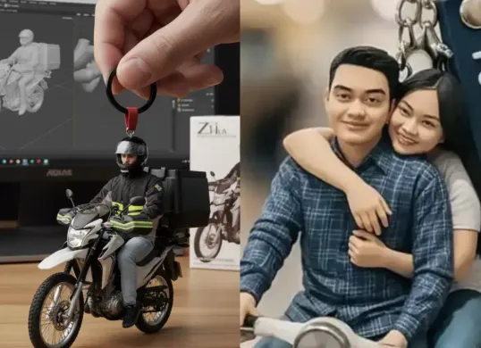 Foto miniatur gantungan kunci hasil edit dengan Gemini AI yang viral di media sosial. (Sumber: Gemini AI)