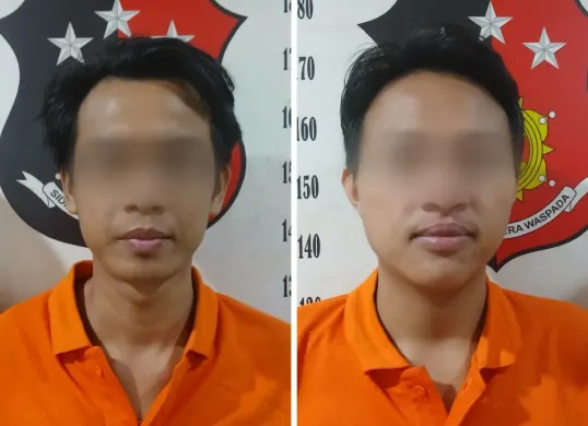 Tampang dua pria berinisial DM, 30 tahun dan FM 24 tahun ditangkap polisi setelah nekat mencuri dua unit mesin pendingin ruangan (AC) dari sebuah mal di kawasan Tambora, Jakarta Barat. (Sumber: Polsek Tambora)