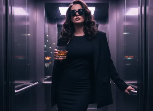 Hasil foto dengan gaya mafia di lift dengan Gemini AI yang sedang viral. (Sumber: Gemini AI)