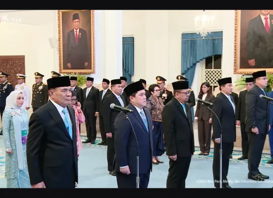 Daftar pejabat yang resmi dilantik hari ini oleh Prabowo Subianto (Sumber: Youtube: Sekretariat Presiden)