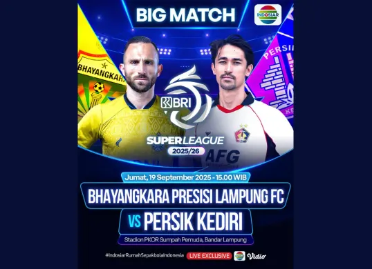 LINK LIVE STREAMING Bhayangkara FC vs Persik Kediri BRI Super League Hari Ini 19 September 2025 Pukul 15.30 WIB (Sumber: Instagram/sports.indosiar/Edited Muhammad Ibrahim)