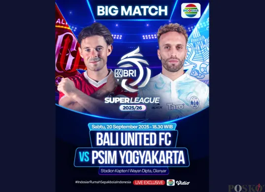 LINK LIVE STREAMING Bali United vs PSIM Yogyakarta Hari Ini 20 September 2025 Kick Off Pukul 19.00 WIB di Indosiar (Sumber: Instagram/sports.indosiar/Edited Muhammad Ibrahim)