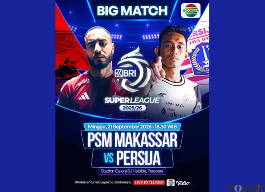 LINK LIVE STREAMING PSM Makassar vs Persija Hari Ini 21 September 2025 Pukul 19.30 WIB di Indosiar (Sumber: Instagram/sports.indosiar/Edited Muhammad Ibrahim)