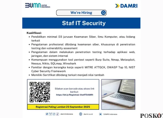 Damri Indonesia Buka Loker Poisisi Staf IT Security, Ini Kualifikasi dan Link Daftarnya (Sumber: Instagram/damriindonesia)
