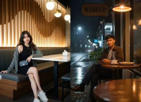 Ide prompt gemini AI edit foto di cafe. (Sumber: TikTok)